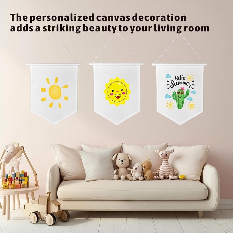 TTXXLL 20pcs Blank Canvas Banner 10.82"x15.74" | 12oz Fabric Canvas Banner Wall hanging Art for DIY Kids Room Decor,Enamel Pin Wall Display,Birthday Backdrops & Educational Play | Safe for Toddlers & Nursery & Infants - Image 5